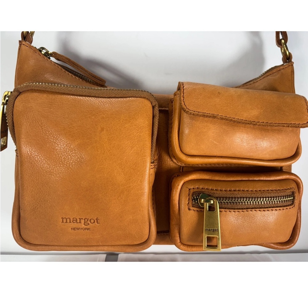 Margot New York Crossbody Shoulder Bag Women Brown Camel Color Leather Purse